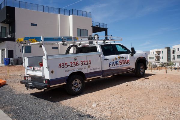Five Star Mechanical service truck parked at a Vegas-area home